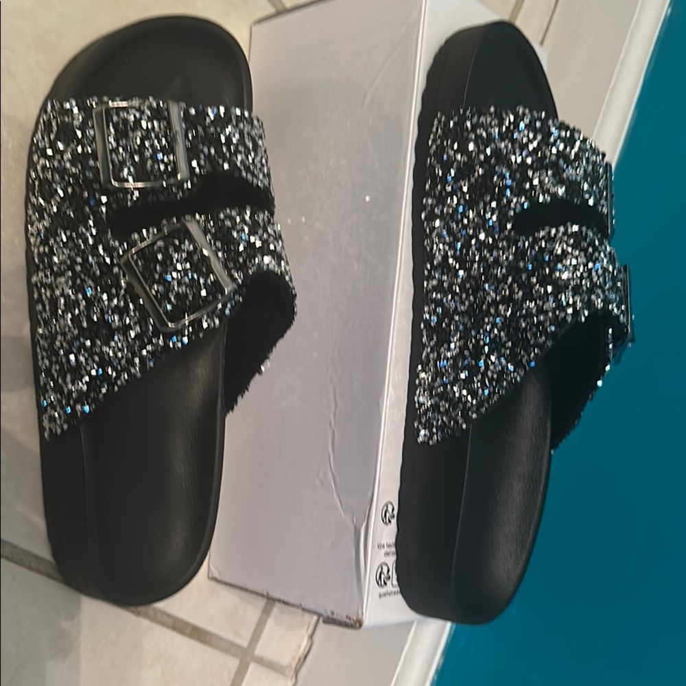 Sparkly Black Kids Sandals